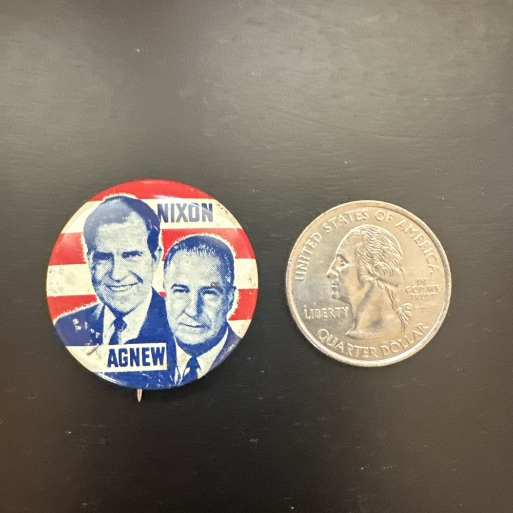 Richard Nixon Spiro Agnew Presidential Campaign Pinback 1 1/8" Pin Button Vtg